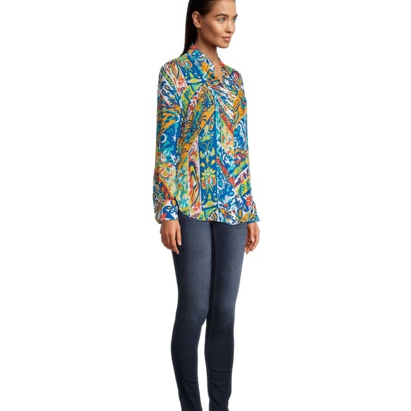 Robert Graham Gabriela Mosaic Tile Printed Shirt  (T3) - Picture 4 of 10